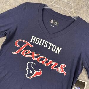 NFL Team Women’s Houston Texans Long Sleeve T Shirt Blue Red White Small NWT 162
